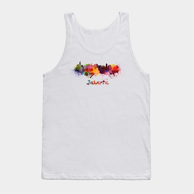 Jakarta skyline in watercolor Tank Top by PaulrommerArt